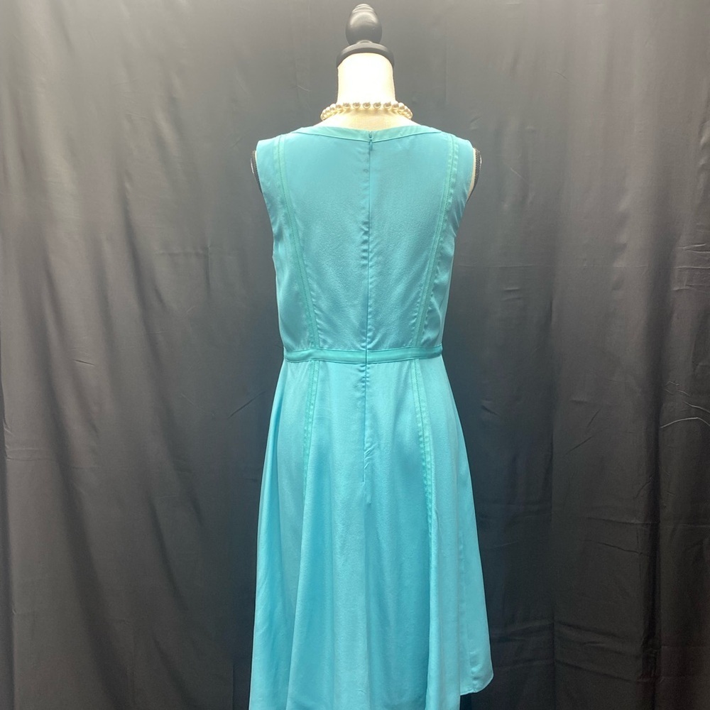 Talbots Silk Dress Women’s 6 Aqua Knee Length Back Zipper Lined LUXURY - Picture 2 of 12